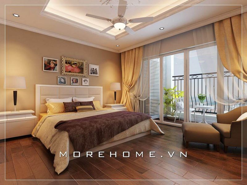 Mẫu giường ngủ chung cư màu trắng hiện đại mang lại sự thanh lịch và tinh tế cho không gian phòng ngủ